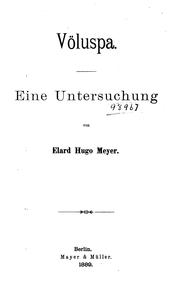 Cover of: Völuspa: Eine Untersuchung by Elard Hugo Meyer
