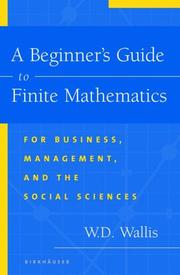Cover of: A Beginner's Guide to Finite Mathematics by W.D. Wallis