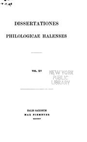 Cover of: Dissertationes Philologicae Halenses by 