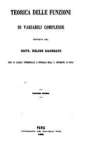 Cover of: Teorica delle funzioni di variabili complesse, vol. 1 by Felice Casorati