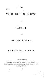 Cover of: The Vale of Obscurity, the Lavant, and Other Poems