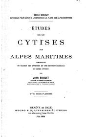 Cover of: Études sur les cytises des Alpes Maritimes