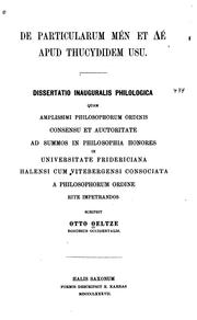 Cover of: De particularum men et de apud Thucydidem usu by 