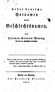 Cover of: Ueber deutsche Vornamen und Geschlechtsnamen