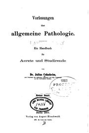 Cover of: Vorlesungen über allgemeine Pathologie v. 2, 1880