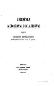 Cover of: Signacula medicorum oculariorum by Émile Espérandieu