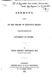 Cover of: Sermons, Chiefly on the Theory of Religious Belief: Preached Before the ... | John Henry Newman