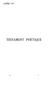 Cover of: Testament poétique: Trois études sociologiques by Sully Prudhomme