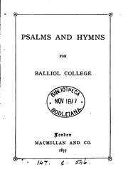 Cover of: Psalms and hymns for Balliol college