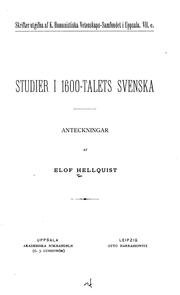 Studier i 1600-talets svenska: anteckningar by Elof Hellquist