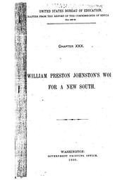 Cover of: William Preston Johnston's Work for a New South by Amory Dwight Mayo