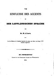 Cover of: Vom Einflusse des Accents in der lappländischen Sprache by M. Alexander Castrén