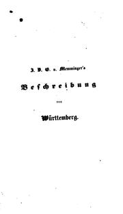 Cover of: J.d.g. V. Memminger's Beschreibung von Württemberg