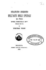 Cover of: STATUTO INEDITO DELL'ARTE DEGLI SPEZIALI