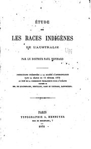 Cover of: Étude sur les races indigènes de l'Australie