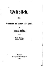 Cover of: Weltblick: Gedanken zu Natur und Kunst by Wilhelm Bölsche