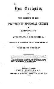 Cover of: Vox Ecclesiae: Or, The Doctrine of the Protestant Episcopal Church on ...