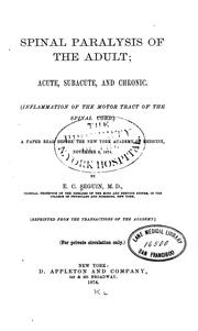 Cover of: Spinal paralysis of the adult 1874-75