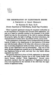 Cover of: The Registration of Illegitimate Births: A Preventive of Infant Mortality; a ...