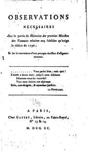 Cover of: Observations nécessaires sur la partie du mémoire du premier ministre des ... by Gattey