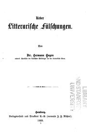 Cover of: Ueber litterarische Fälschungen