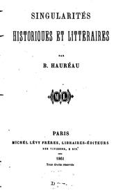 Cover of: Singularités historiques et littéraires