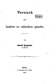 Versuch einer Lautlehre der oskischen Sprache by Heinrich Bruppacher