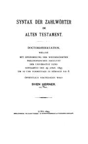 Cover of: Syntax der zahlwörter im Alten Testament: Doctordissertation