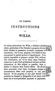 A Guide to Solicitors on Taking Instructions for Wills by James Rawlinson