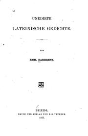 Cover of: Unedirte lateinische Gedichte