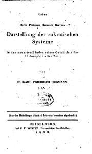 Cover of: Ueber Herrn Professor Heinrich Ritter's Darstellung der sokratischen Systeme ...