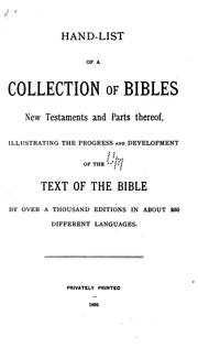 Cover of: Supplement to Hand-list of a Collection of Bibles, New Testaments and Parts Thereof ...