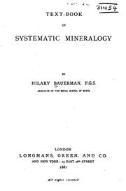 Cover of: Text-book of Systematic Mineralogy | Hilary Bauerman