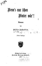 Cover of: Wenn's nur schon Winter wär'!: Roman