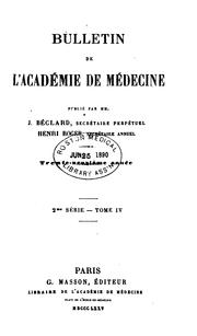 Cover of: Bulletin de l'Academie de médecine