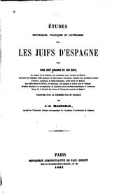 Cover of: Études historiques, politiques et littéraires sur les juifs d'Espagne by José Amador de los Ríos