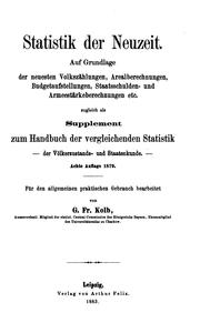 Cover of: Statistik der Neuzeit. Suppl. zum Handbuch der vergleichenden Statistik der Völkerzustands- und ...