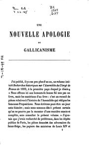 Cover of: Une nouvelle apologie du gallicanisme: réponse à m.l'abbé Lovson