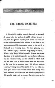 Cover of: The Three Barriers: Notes on Mr. Darwin's "Origin of Species." ...