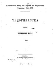 Cover of: Theophrastea. (Wiss. Beilage zum Progr., Königstädt. Gymn.). by Hermann Diels