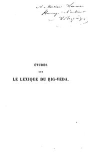 Cover of: Études sur le lexique du Rig-Veda