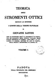 Cover of: Teorica degli stromenti ottici destinati ad estendere i confini della visione naturale