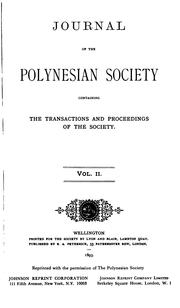 Cover of: The Journal of the Polynesian Society
