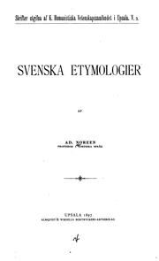 Cover of: Svenska etymologier by Adolf Gotthard Noreen