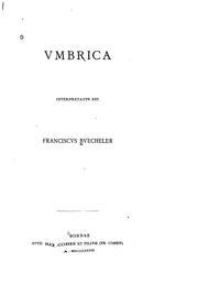 Cover of: Vmbrica, interpretatvs est Franciscvs Bvecheler