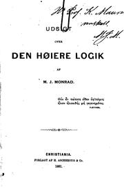 Cover of: Udsigt over den høiere logik