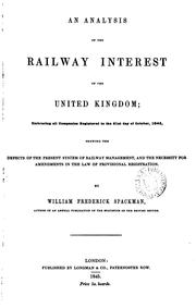 Cover of: An analysis of the railway interest of the United kingdom