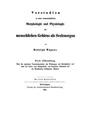 Cover of: Vorstudien zu einer wissenschaftlichen Morphologie und Physiologie des menschlichen Gehirns als ...