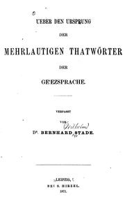 Cover of: Ueber den Ursprung der mehrlautigen Thatwörter der GE'ezsprache