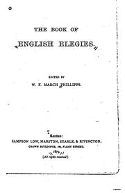 The Book of English Elegies by W. F. March Phillipps